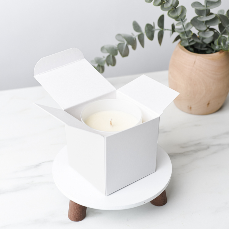 White Luxe Soft Touch Tumbler Box with open box