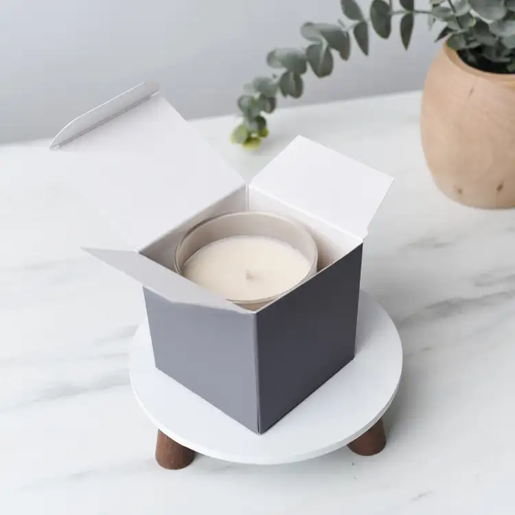 Gray Luxe Soft Touch Tumbler Box with candle