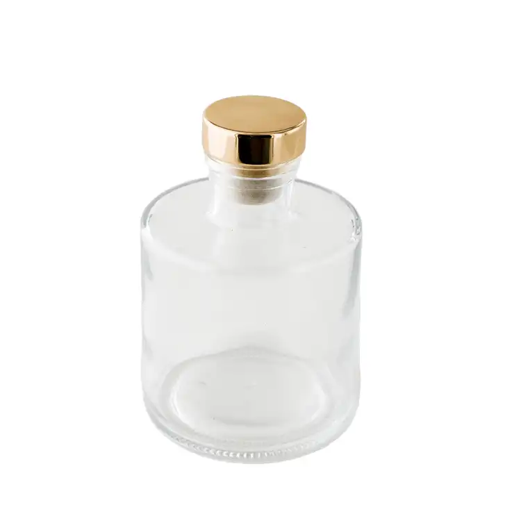 Round Reed Diffuser Bottle with Gold Stopper