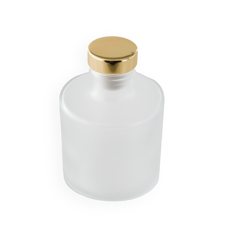 Frosted Round Reed Diffuser Bottle with Gold Round Stopper