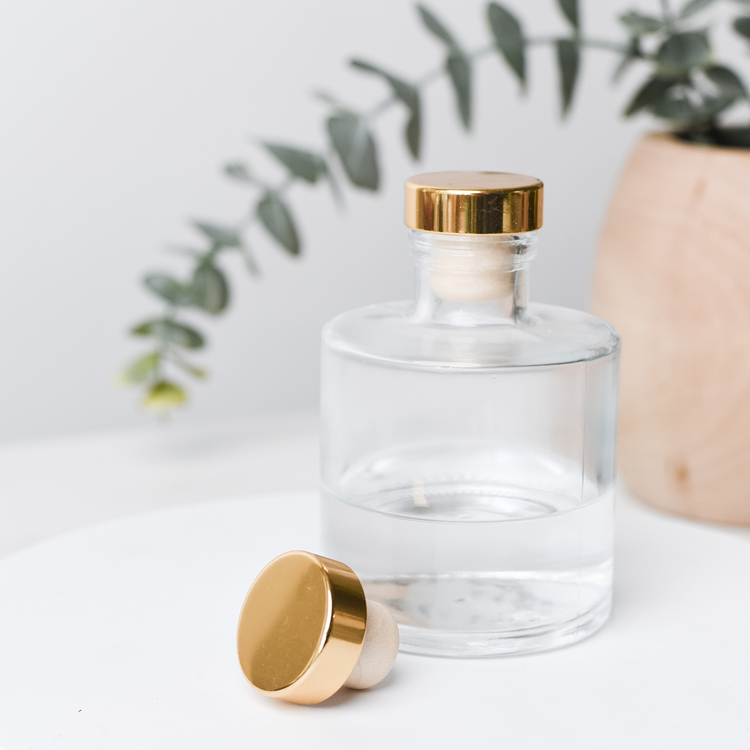 Gold Round Bottle Stopper with Clear Round Diffuser Bottle