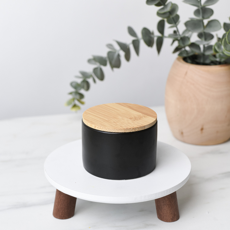 Mini Black Modern Ceramic Tumbler with Bamboo Lid