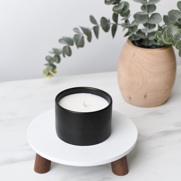 Mini Black Modern Ceramic Tumbler As Candle with Plant