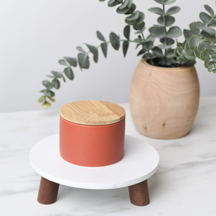Mini Burnt Sienna Modern Ceramic Tumbler with Bamboo Lid