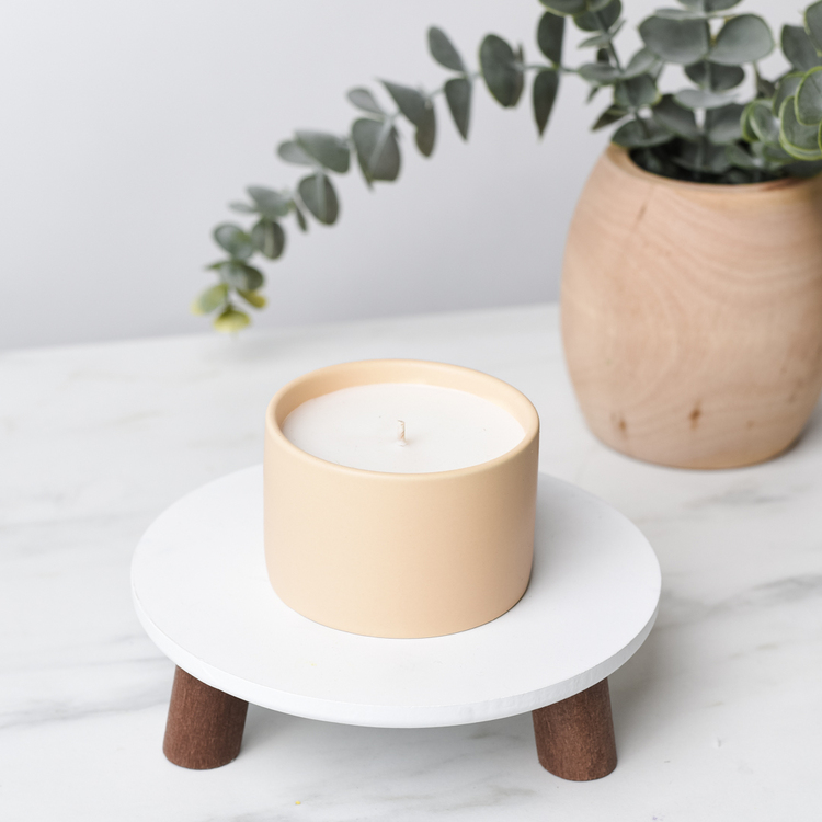 Mini Buttercream Modern Ceramic Tumbler As Candle with Plant
