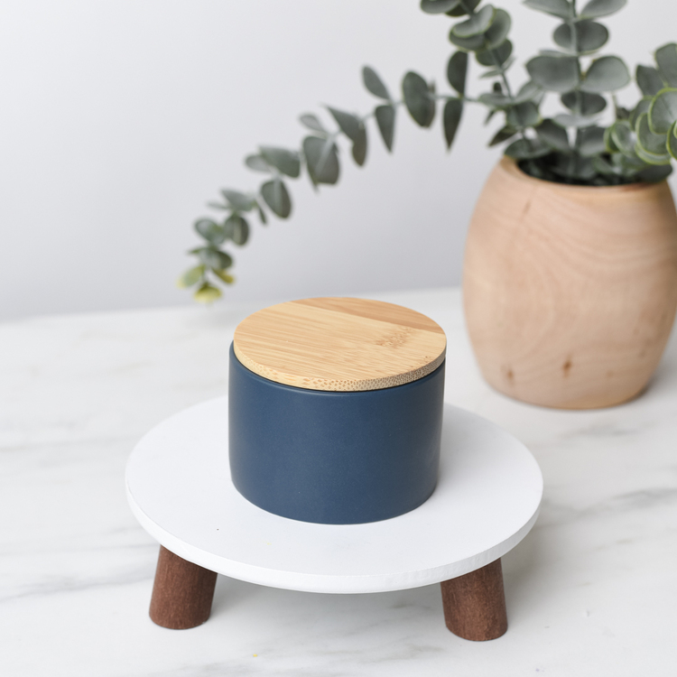 Mini Denim Modern Ceramic Tumbler with Bamboo Lid