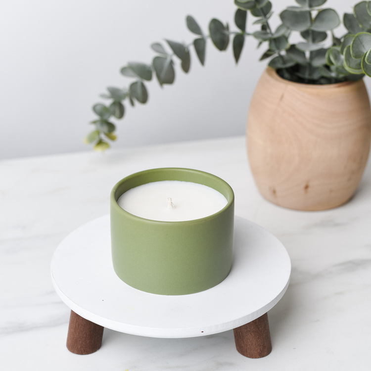 Mini Sage Modern Ceramic Tumbler As Candle with Plant