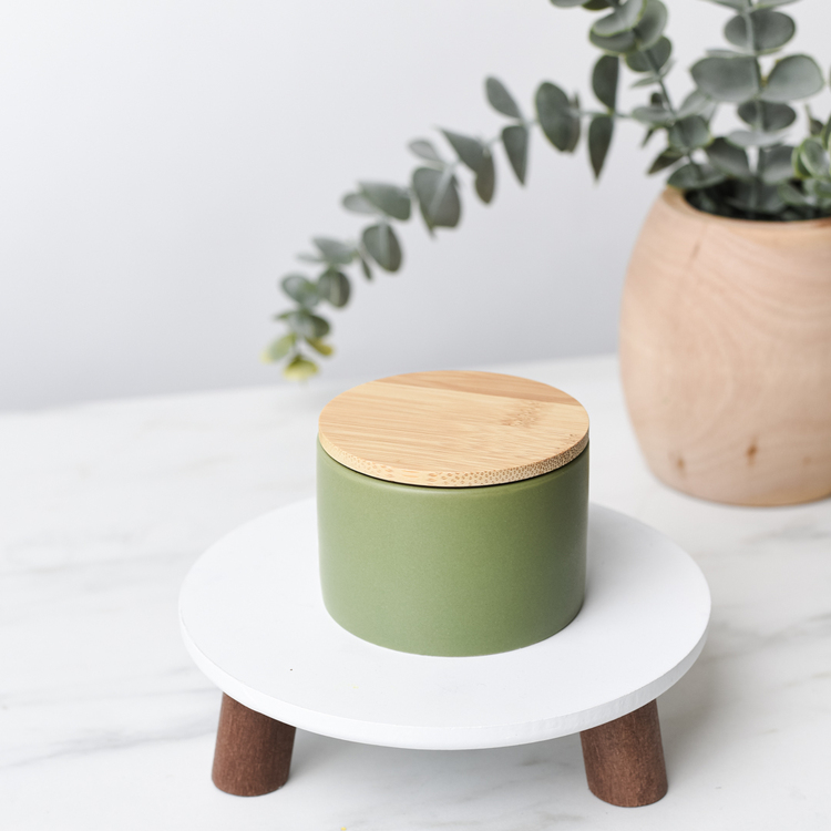 Mini Sage Modern Ceramic Tumbler with Bamboo Lid