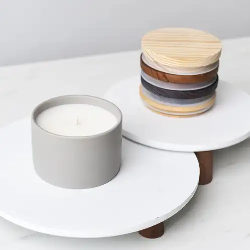 Mini Stone Modern Ceramic Tumbler with Stack of Lids