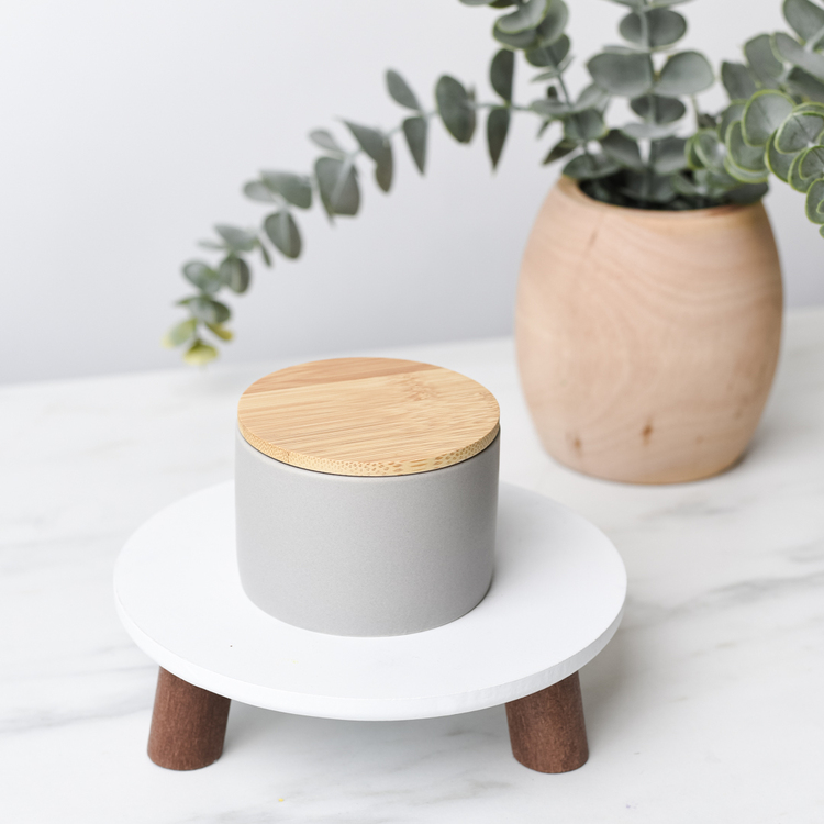 Mini Stone Modern Ceramic Tumbler with Bamboo Lid