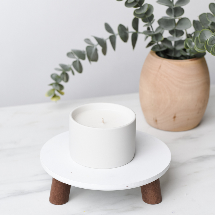 Mini White Modern Ceramic Tumbler As Candle with Plant