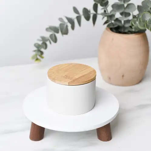 Mini White Modern Ceramic Tumbler with Bamboo Lid