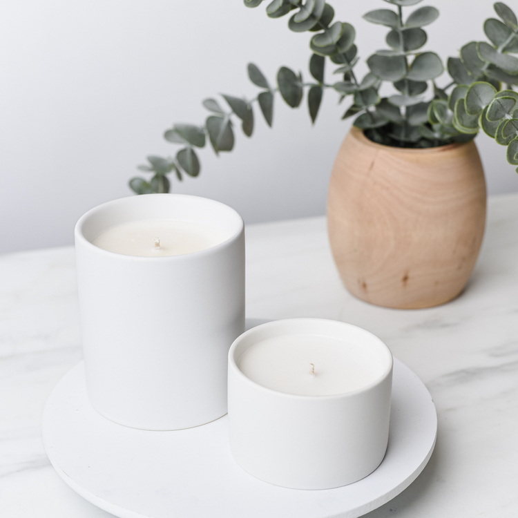Mini White Modern Ceramic Tumbler with matching White Modern Ceramic Tumbler