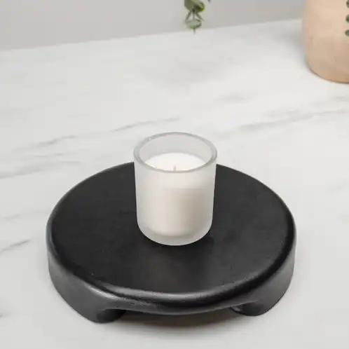 Mini Frosted Sonoma Tumbler Jar on a black stand without a lid