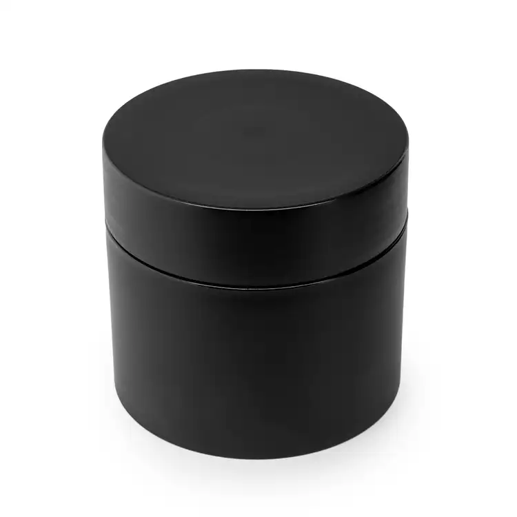 4 oz. Matte Black Double Wall PP Jar Angled View