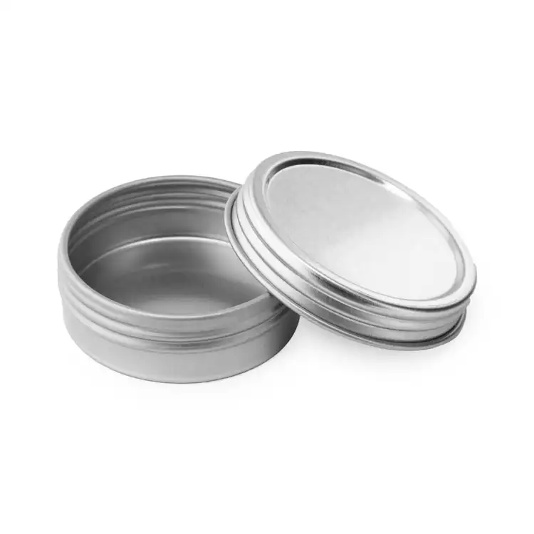 1 oz. Flat Tin with Screw Top Lid with lid off