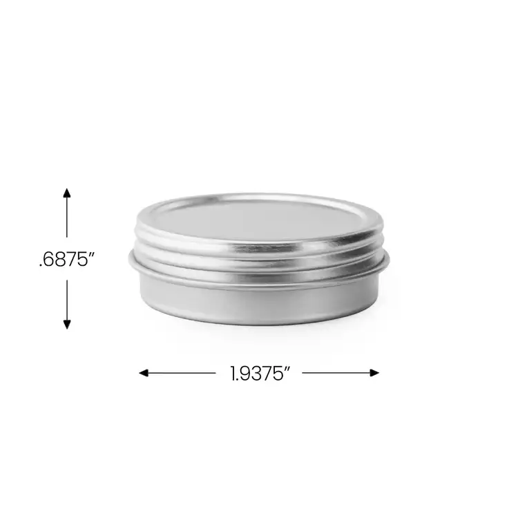 1 oz. Flat Tin with Screw Top Lid with measurements