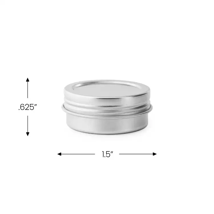 0.5 oz. Flat Tin with Screw Top Lid with measurements