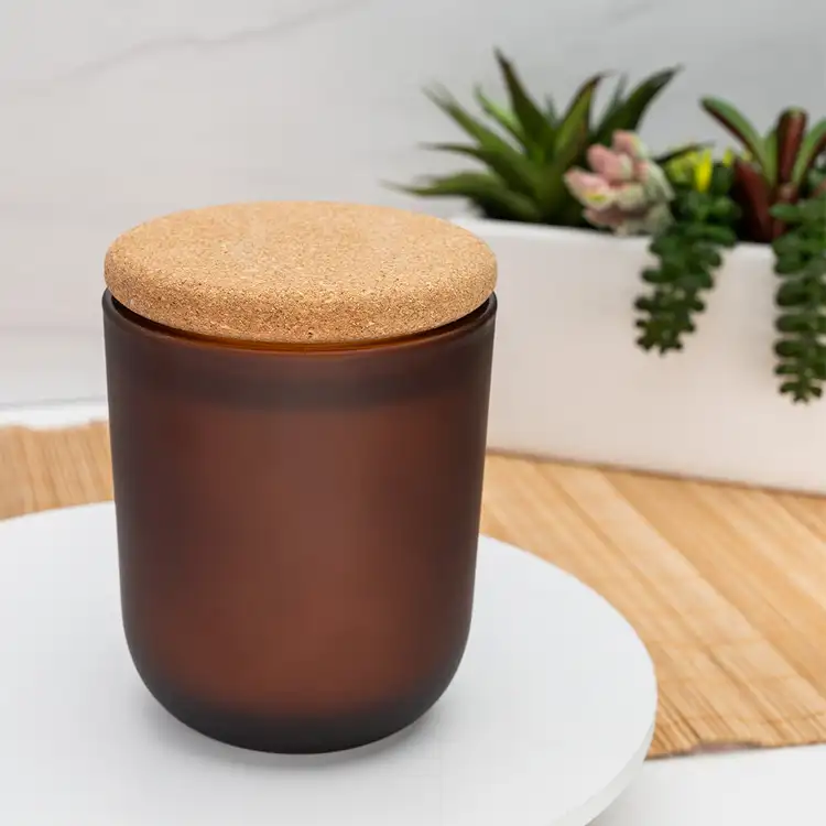 Frosted Amber Sonoma Tumbler Jar with Rounded Cork Lid