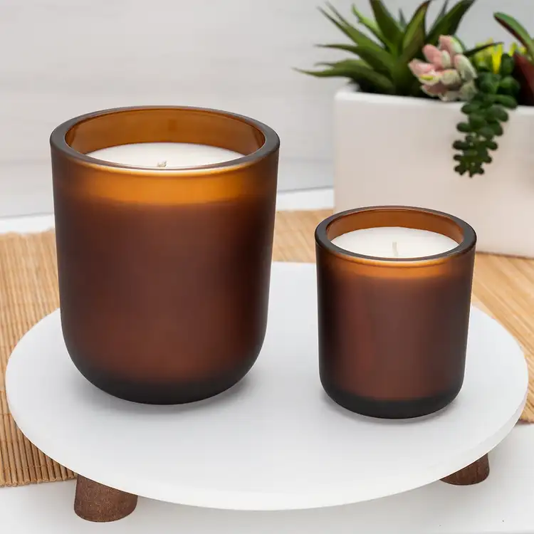 Frosted Amber Sonoma Tumbler Jar candle and Mini Frosted Amber Sonoma Tumbler Jar candle