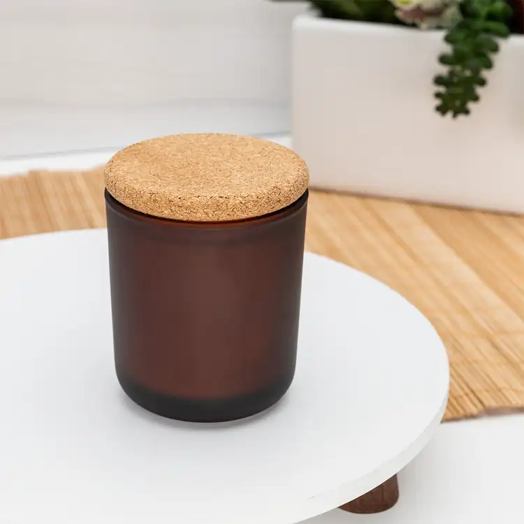 Mini Frosted Amber Sonoma Tumbler Jar with Rounded Cork Lid