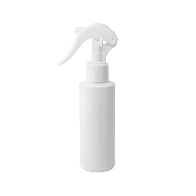 Matte White 4 oz. HDPE Bottle with White Fine Mist Sprayer (24mm-410) on White