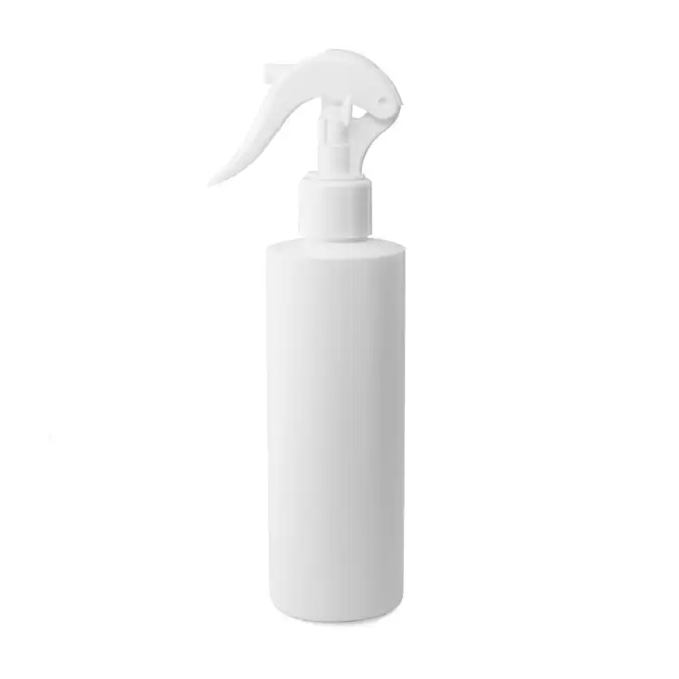 Matte White 8 oz. HDPE Bottle with White Fine Mist Sprayer (24mm-410) on White