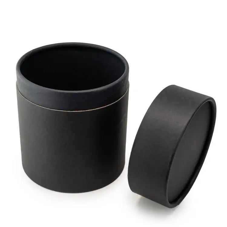 5" Black Paper Candle Tube with lid removed
