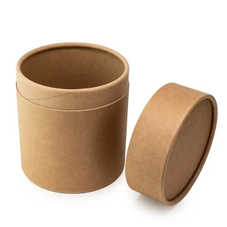 5" Kraft Paper Candle Tube with lid removed