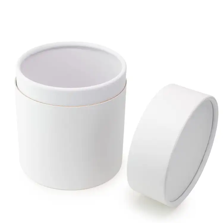 5" White Paper Candle Tube with lid removed