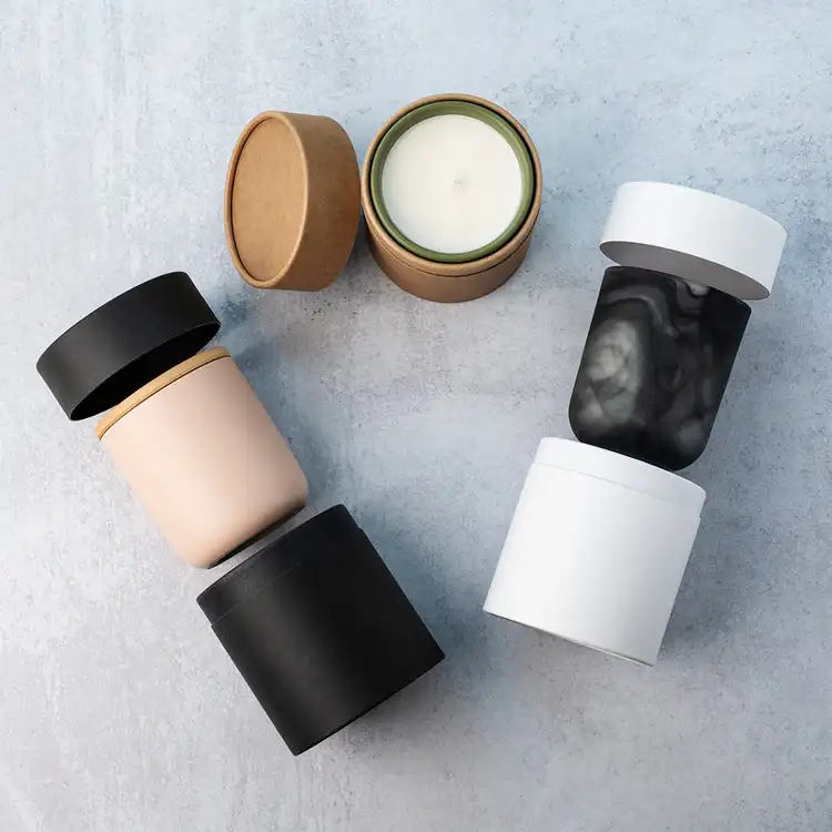 5" Paper Candle Tubes with Nordic Ceramic Tumbler, Sonoma Tumbler Jar, and Modern Ceramic Tumbler