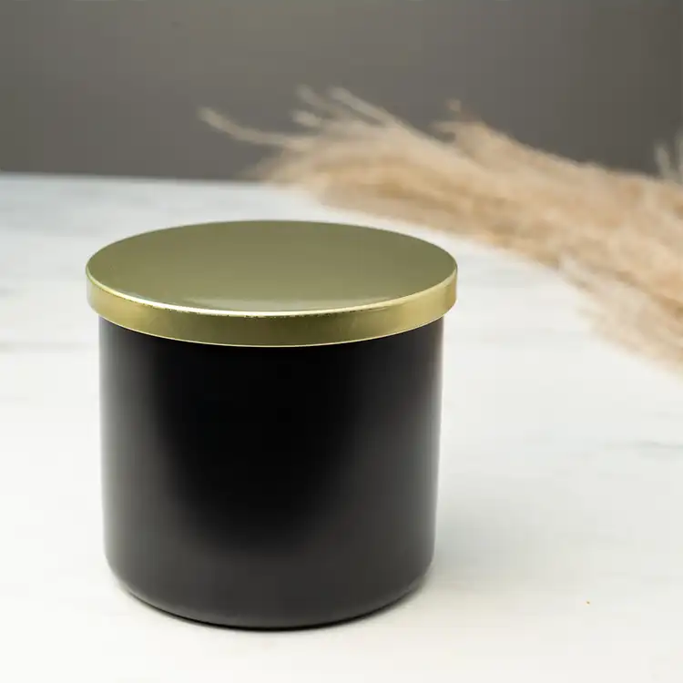 Matte Black 3-Wick Tumbler Jar with Gold Metal Flat Lid (3-Wick)