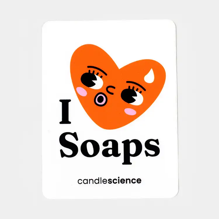 I Love Soap with the word "love" as a cartoonish heart.