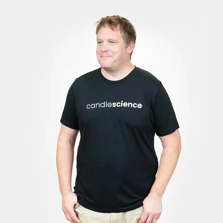 Black CandleScience T-Shirt on male model