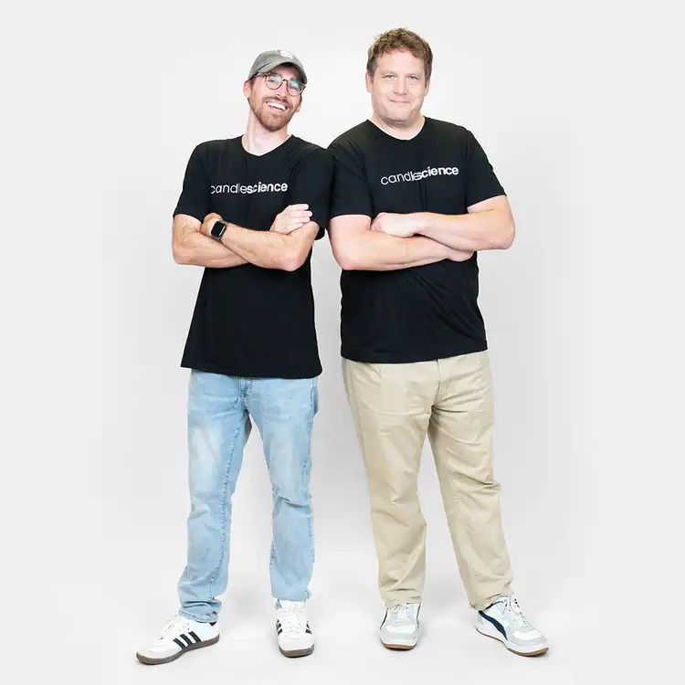 Black CandleScience T-Shirt on two male models