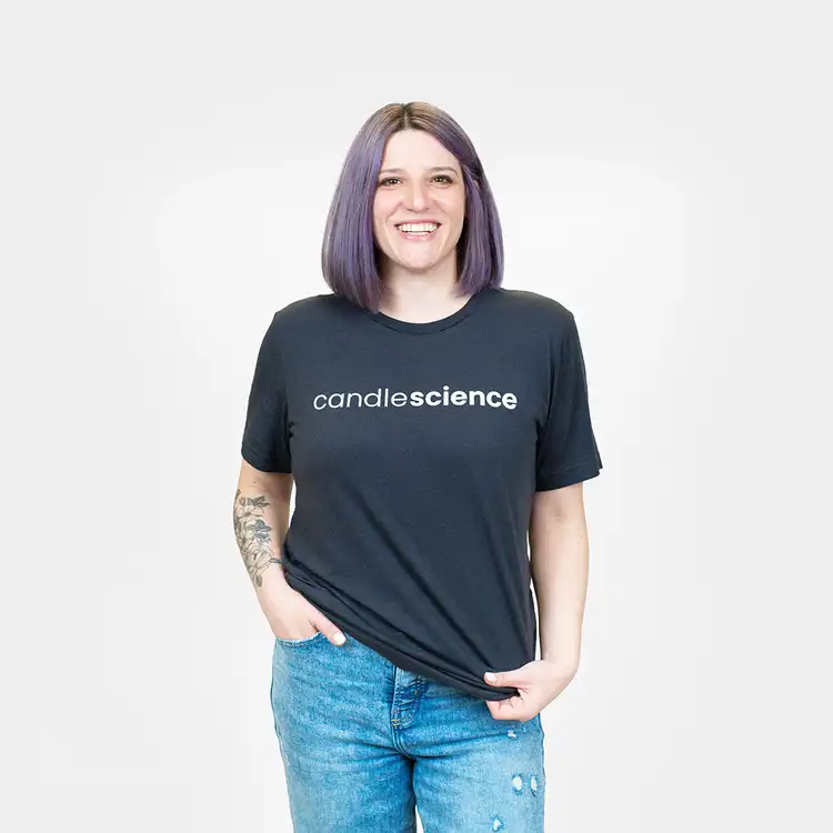 Dark Grey CandleScience T-Shirt on female model