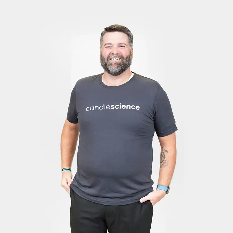 Dark Grey CandleScience T-Shirt on male model