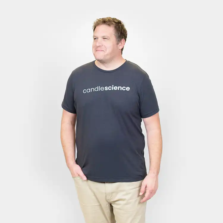 Dark Grey CandleScience T-Shirt on male model