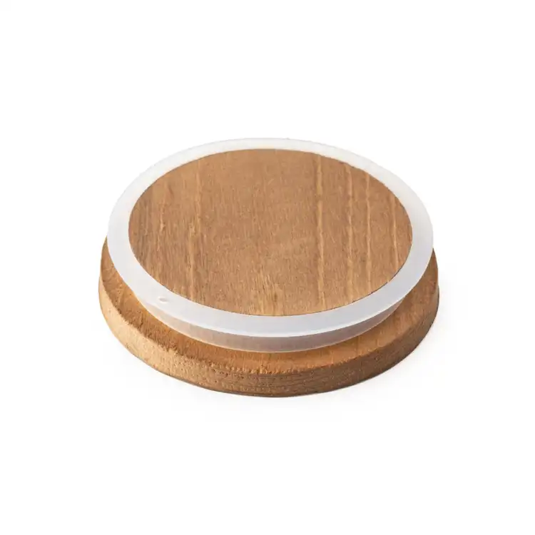 3" Brown Pine Wooden Lid Bottom View
