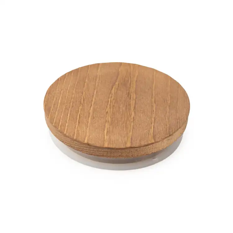 3" Brown Pine Wooden Lid Top View
