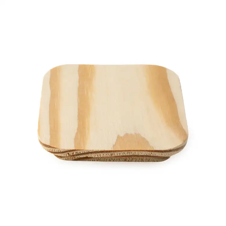 Natural Square Pine Wooden Lid on White