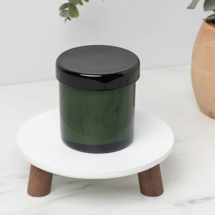Green Tumbler Jar with Black Glass Tumbler Lid