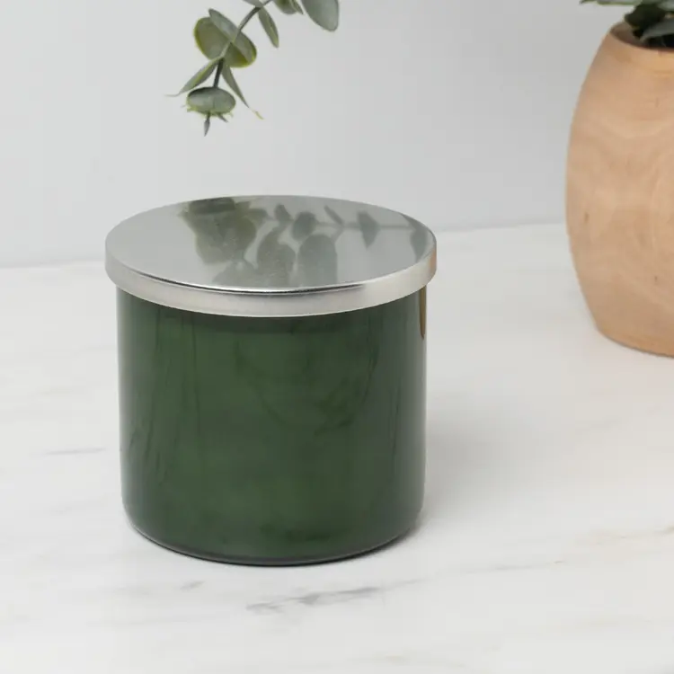 Green 3-Wick Tumbler Jar with Silver Metal Flat Lid (3-Wick)