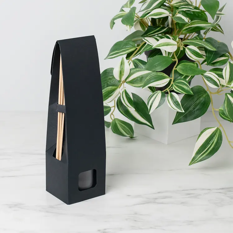 Black Retail Reed Diffuser Box (Small) with Bottle and Natural Diffuser Reeds