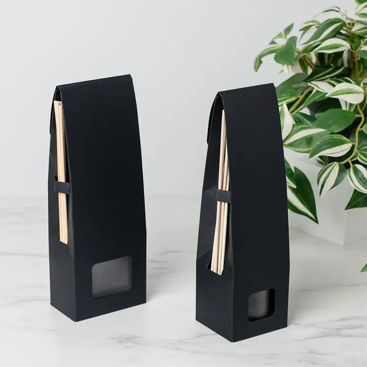 Black Retail Reed Diffuser Box (Large) and Black Retail Reed Diffuser Box (Small) with Bottle and Natural Diffuser Reeds
