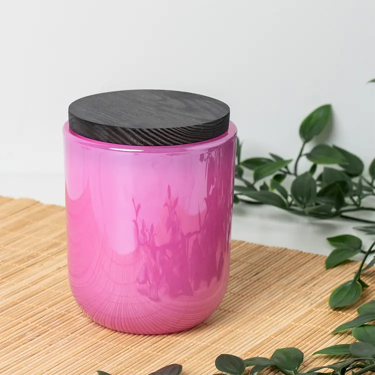 Bubblegum Luster Sonoma Tumbler Jar with 3.25" Black Pine Wooden Lid