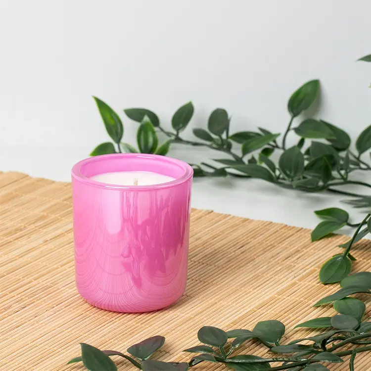 Mini Bubblegum Luster Sonoma Tumbler Jar candle on wood surface