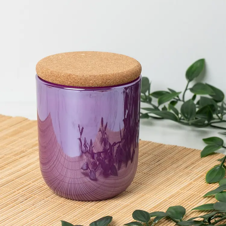 Electric Violet Luster Sonoma Tumbler Jar with Rounded Cork Lid