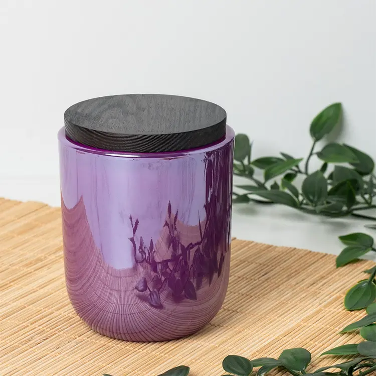 Electric Violet Luster Sonoma Tumbler Jar with 3.25" Black Pine Wooden Lid