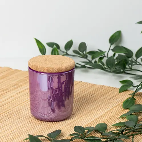 Mini Electric Violet Luster Sonoma Tumbler Jar with Mini Rounded Cork Lid
